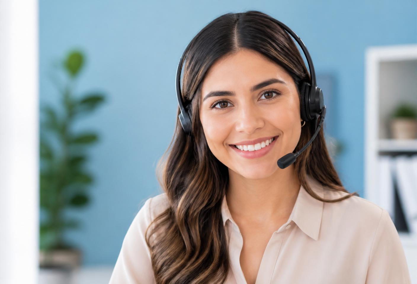 A HealthDesk agent smiling with a headset